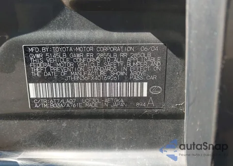 2004 Lexus Ls 430 z USA, uszkodzony, nr VIN JTHBN36FX40169261